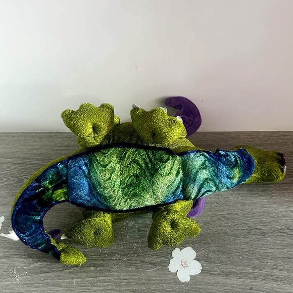 Vintage Manhattan Toys Green Dragon Stuffed Plush Bartholomew 14" long EUC - Picture 7 of 9